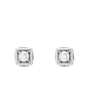 18K White Gold Faro Diamond Cube Stud Earrings