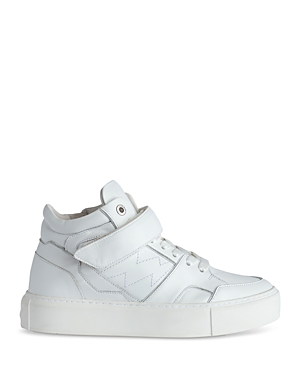 Shop Zadig & Voltaire Women's Flash Chunky Lace Up Mid Top Sneakers In Blanc