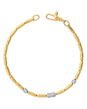 Gurhan 18K White Gold & 22/24K Yellow Gold Diamond Pave Station Link Bracelet