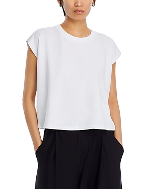 Shop Eileen Fisher Crewneck Boxy Top In White