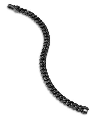 Men's Curb Chain Bracelet in Black Titanium with Black Diamonds, 8mm