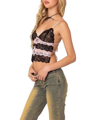 Cara Sheer Lace Open Back Top