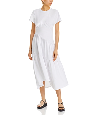 Shop Frame Gathered Seam Short Sleeve Dress In White