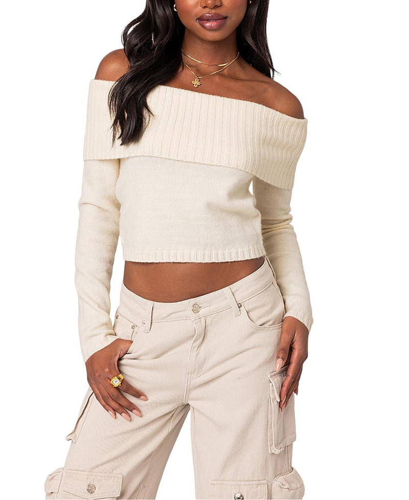 Edikted Tamara Fold Over Knit Top
