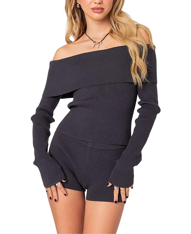 Edikted Miriam Fold Over Knit Top