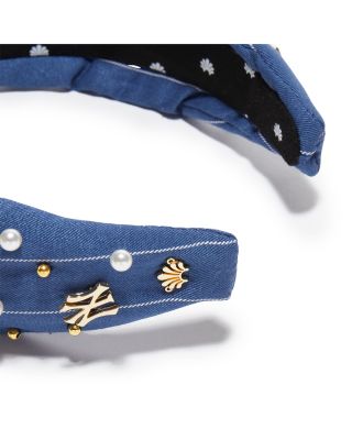Lele Sadoughi Navy NY Yankees Embroidered Knotted Headband  display picture 3