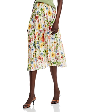 Shop T Tahari Pleated Skirt In Sunray Garden Print