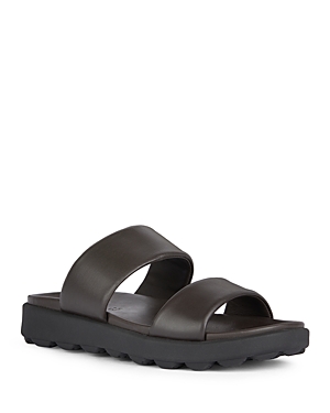 Shop Geox Men's Spherica Ec61 Slip On Slide Sandals In Dark Brown
