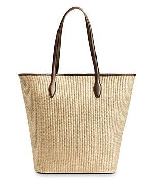 Leather Trimmed Straw Tote
