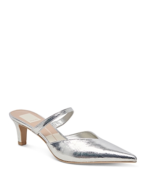 Shop Dolce Vita Women's Kanika Pointed Toe Slip On High Heel Pumps In Silver Distressed Leather