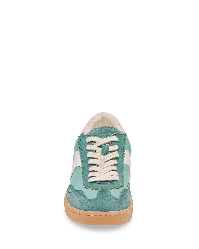 Shop Dolce Vita Women's Notice Low Top Sneakers In White/green Leather
