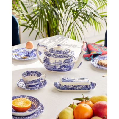 Blue Italian Covered Butter Dish