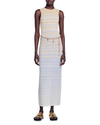 Sandro Zade Pointelle Knit Maxi Dress