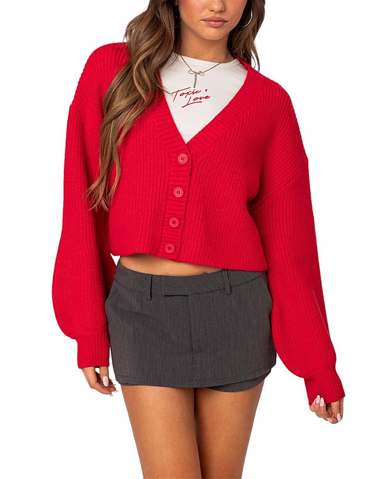 Edikted Sabrina Chunky Knit Cropped Cardigan