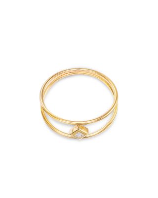14K Yellow Gold Princess Diamonds Diamond Double Band Ring