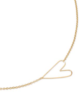Classic Hammered Heart Necklace in 14K Yellow Gold, 14"