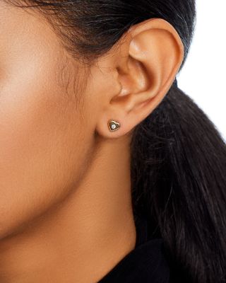 14K Yellow Gold Feel the Love Diamond Heart Stud Earrings