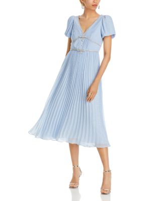 Self-Portrait - Metallic Chiffon Midi Dress