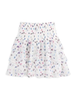 AQUA - Girls' Butterfly Clip Dot Smocked Tiered Skirt, Little Kid, Big Kid - Exclusive