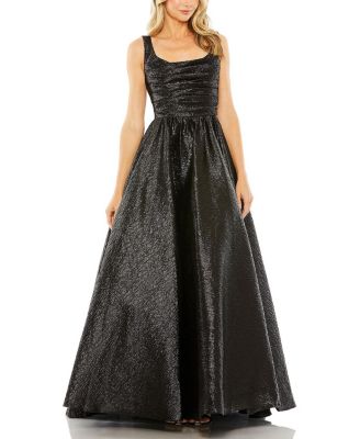 Metallic Pleated Bodice Ballgown
