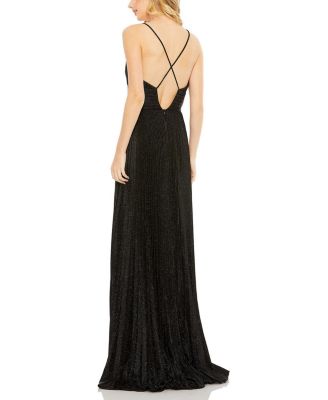 Shimmer Pleated V neck Gown