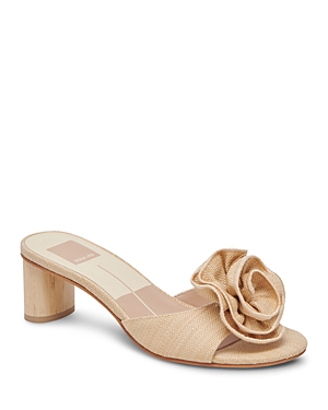 Shop Dolce Vita Women's Darly Embellished Rosette High Heel Sandals In Natural Rafia