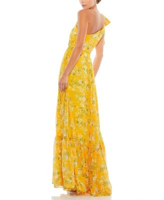 MAC DUGGAL スパンコールワンショルダーフロントボウドレス XSサイズあり【Glossy/グロッシー】スパンコール/ ラメニット