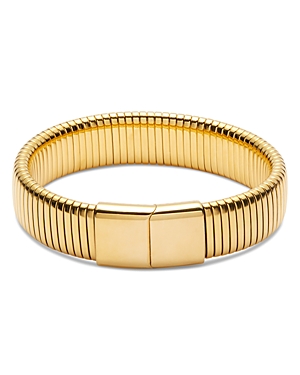 Shop Kenneth Jay Lane Flat Stretch Bracelet In Gold