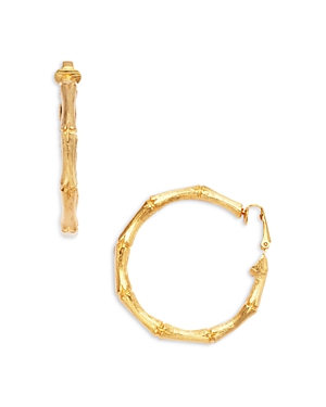 Shop Kenneth Jay Lane Bamboo Hoop Clip On Earrings In Gold