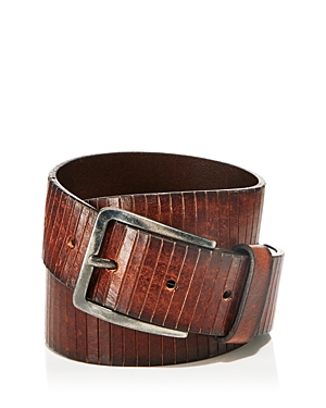 Men's Deboss Stripe Italian Leather Belt - 100% Exclusive