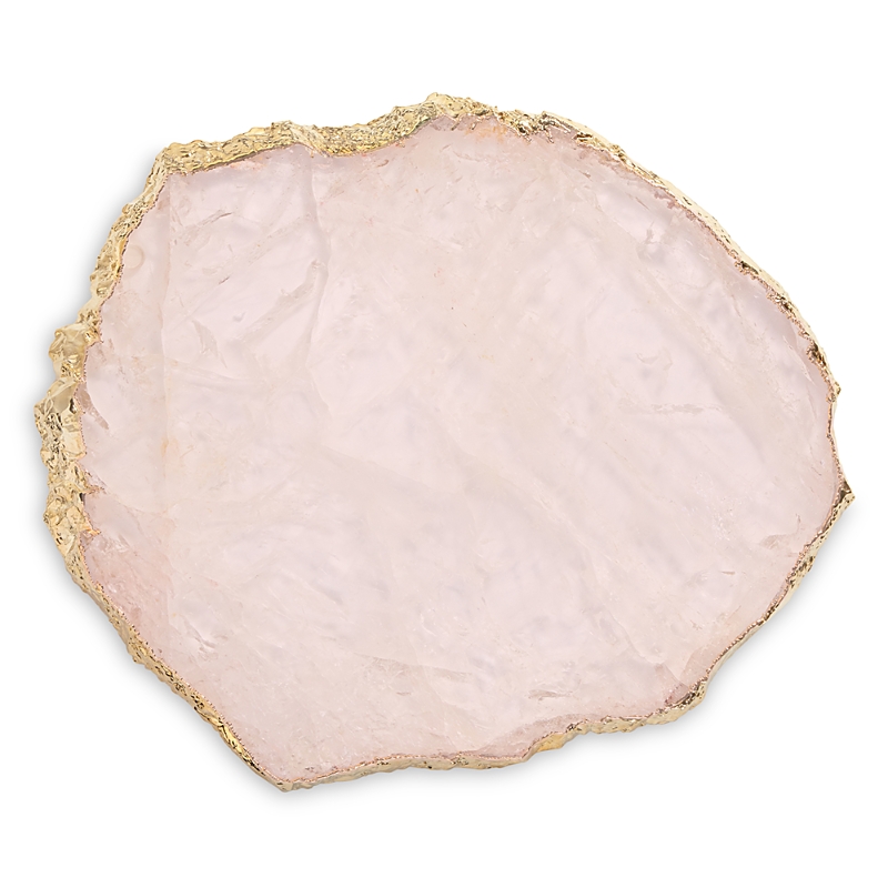 Anna New York Kiva Rose Quartz & Silver Large Platter In Pink