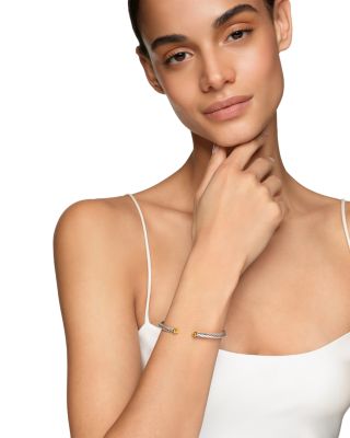 Sterling Silver & 14K Yellow Gold Cable Flex Bracelet, 4mm