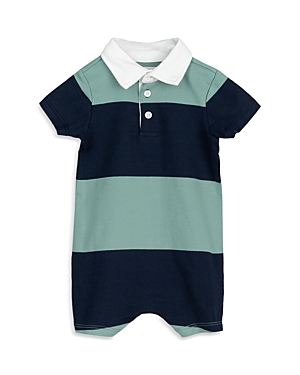 Shop Miles The Label Boys' Striped Rugby Romper - Baby In Teal