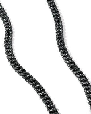 Men's Curb Chain Necklace in Black Titanium with Black Diamonds, 8mm