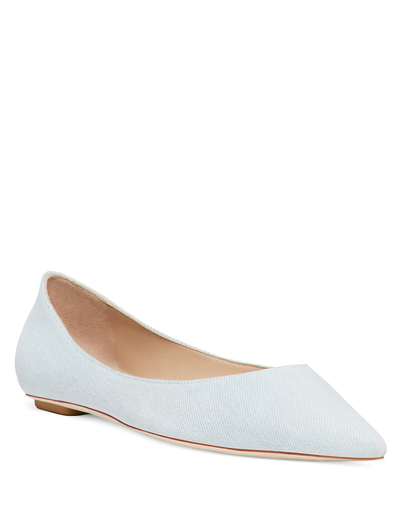 Stuart Weitzman Emilia Suede Point-toe Ballerina Flats In Light