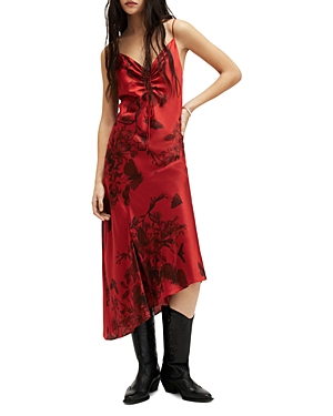 Shop Allsaints Alexia Sanibel Asymmetric Dress In Rust Red