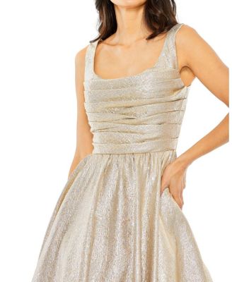送料関税込■Mac Duggal■フリルショルダー■Aラインドレス■ an /アン】フリルショルダー/ ワンカラー/ レース/ ブロック