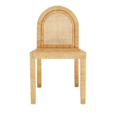  Amara Rattan and Performance Fabric Arched Back Dining Chair in Natural