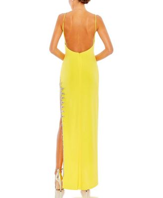 Rhinestone Encrusted Side Slit Cami Bodycon Gown