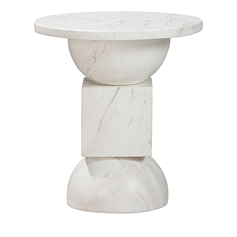Tov Furniture 1 Pc. Marble Side Table In White