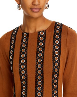 Grommet Trim Bell Sleeve Dress