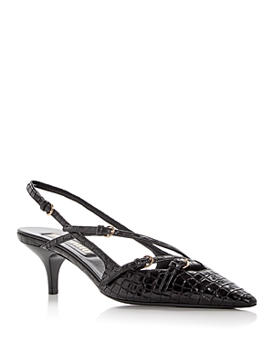 Miu Miu Women's Croc Embossed Pointed Toe Pumps In Nero