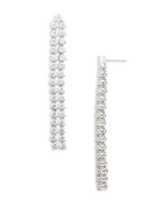 Shashi - Cubic Zirconia Double Row Linear Drop Earrings