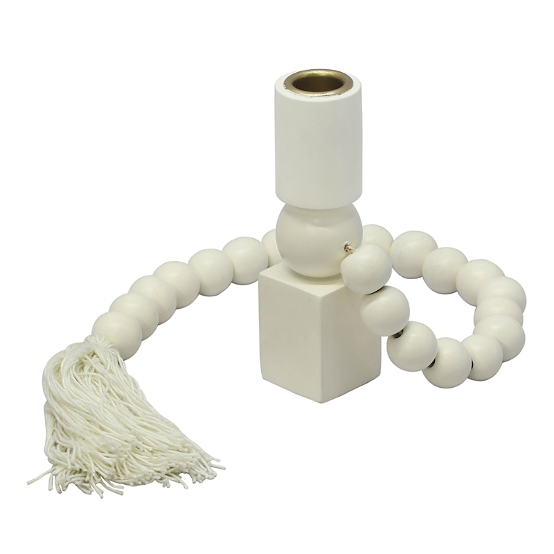 Tov Furniture Harrison Wooden Candlestick In White