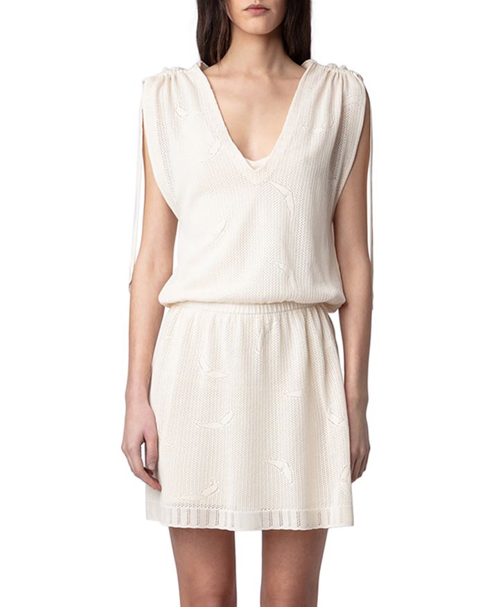 Zadig & Voltaire Alanis Co Dentelle Cinched Waist Sweater Dress