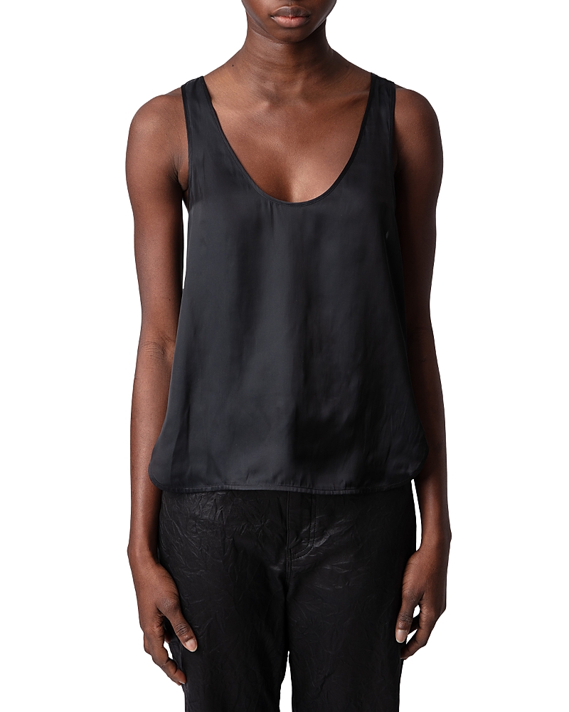 Zadig & Voltaire Womens Tarys Scoop-neck Satin Top Black In Noir