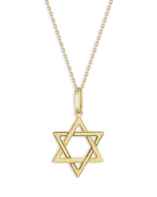 Bloomingdale's Fine Collection Star of David Pendant Necklace in 14K Yellow Gold, 18