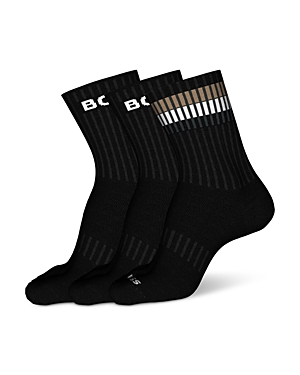 Hugo Boss Rib Stripe Crew Socks, Pack Of 3 In Black