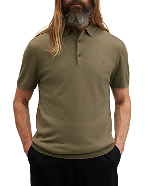 Shop Allsaints Mode Merino Wool Slim Fit Polo Shirt In Avo Green