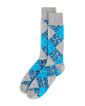 Shop The Men's Store At Bloomingdale's Argyle Crew Socks - 100% Exclusive In Medium Grey